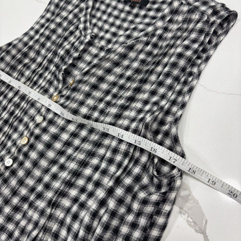 Quince Dress Womens Size Large Linen Sleeveless Swing Dress Black Gingham - Picture 4 of 7